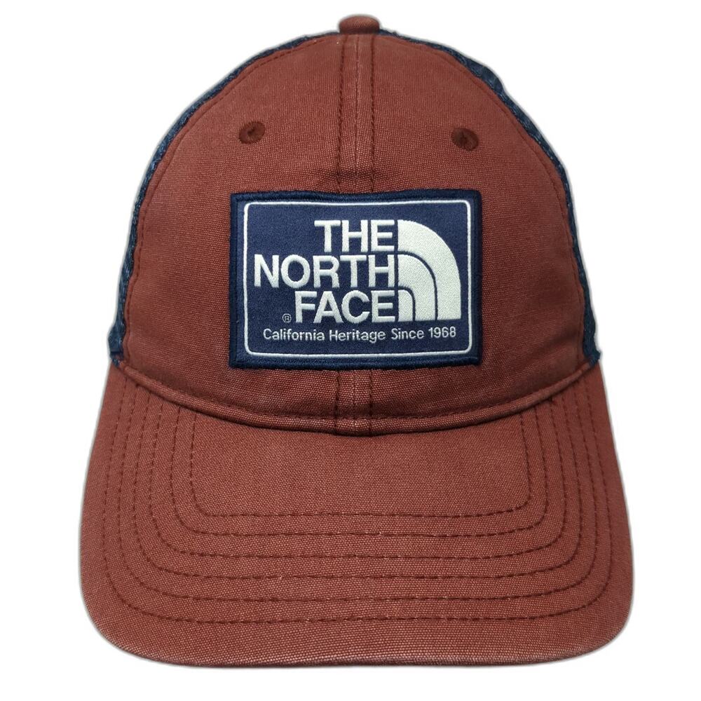 The North Face Trucker Hat Red Blue One Size Snapback Logo Patch California Hat